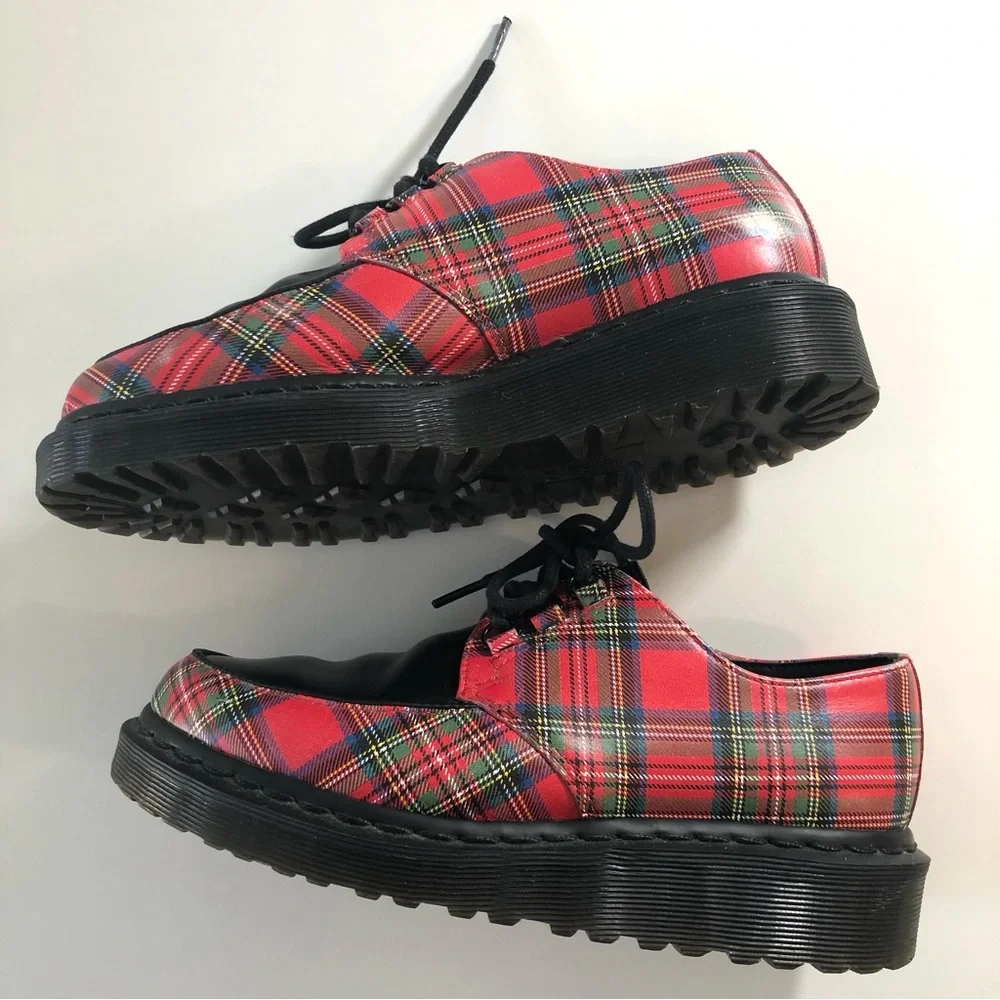 Dr Martens Ramsey River Red Tartan Creepers Womens 7 Rare Punk